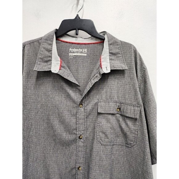Avalanche Mens Shirt XXL Gray Striped Short Sleeve Lightweight Outdoor Hiking - Picture 2 of 7